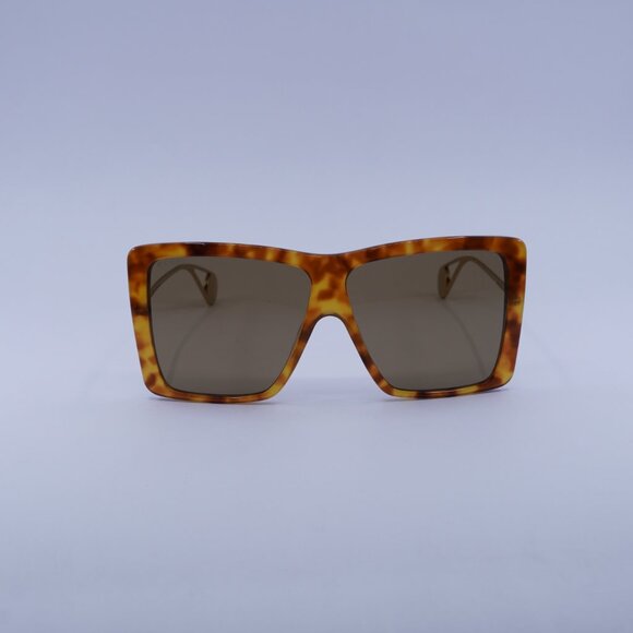 Gucci GG0434S 003 Sunglasses Havana/Gold Square Frame, Brown Lenses - Picture 8 of 10